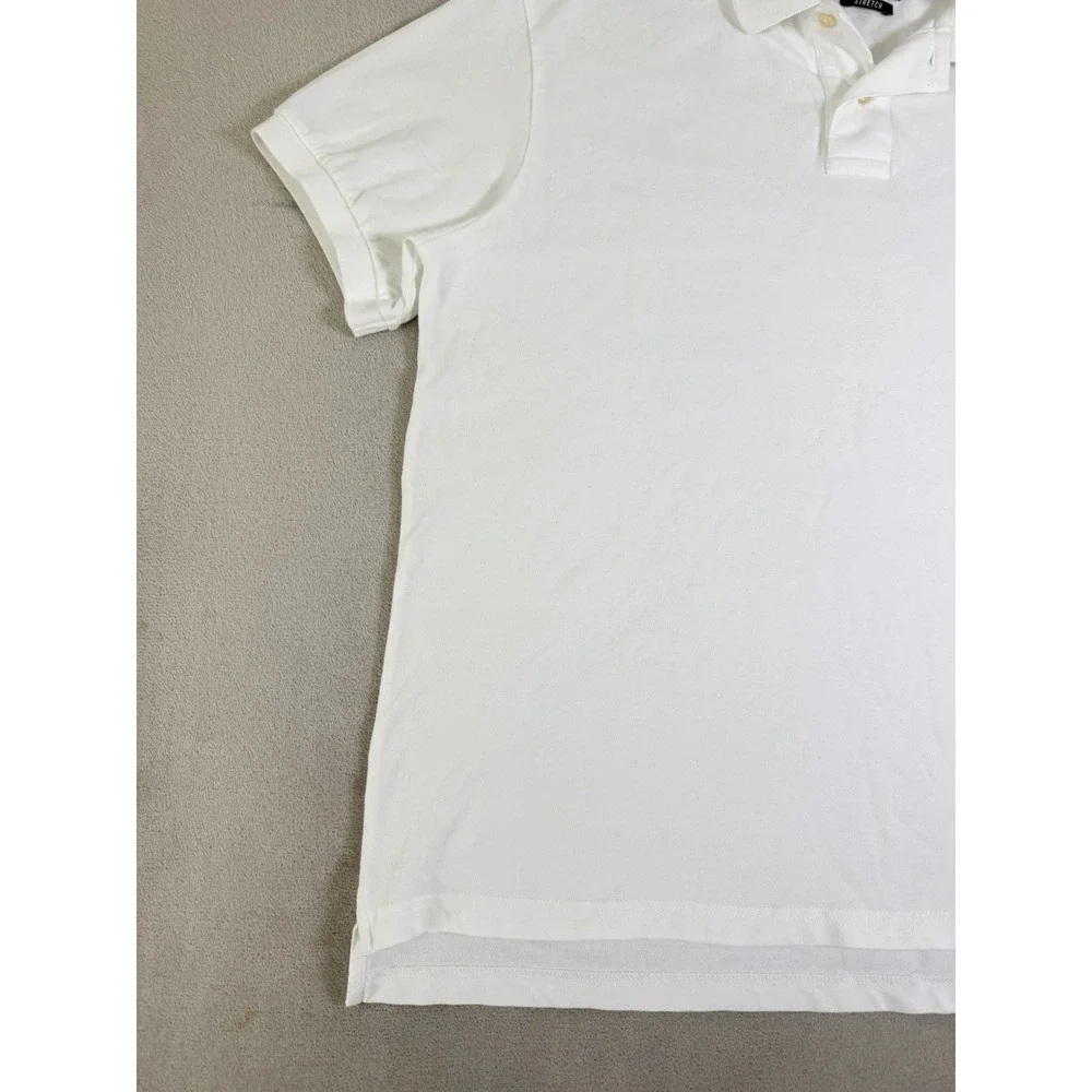 Chaps Stretch Polo Shirt Men's XL White Embroidered‎ Logo Casual Golf Polo